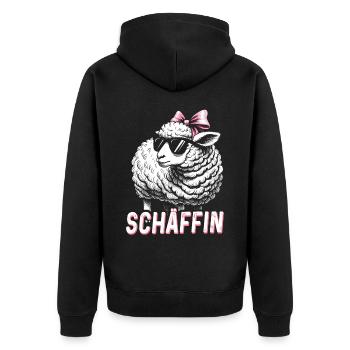 Chef Chefin Schaf Geschenk Schäfin Spruch - Unisex Premium Bio Zip Hoodie - Schwarz - Hinten - Nico (187cm)