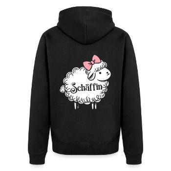 Chef Chefin Schaf Geschenk Schäfin Spruch - Unisex Premium Bio Zip Hoodie - Schwarz - Hinten - Nico (187cm)