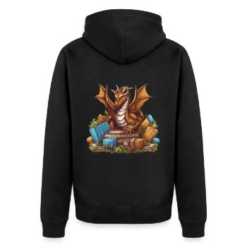 Dragons Und Bücher Nerd Dragon Liebhaber - Unisex Premium Bio Zip Hoodie - Schwarz - Hinten - Nico (187cm)
