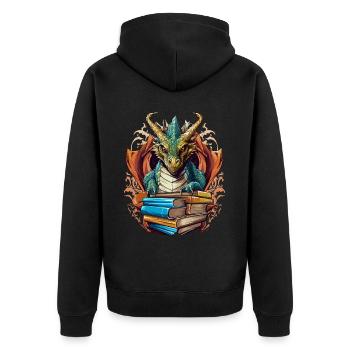 Dragons Und Bücher Nerd Dragon Liebhaber - Unisex Premium Bio Zip Hoodie - Schwarz - Hinten - Nico (187cm)