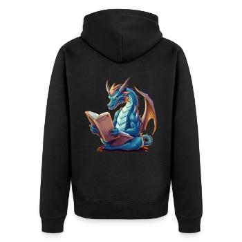 Dragons Und Bücher Nerd Dragon Liebhaber - Unisex Premium Bio Zip Hoodie - Schwarz - Hinten - Nico (187cm)
