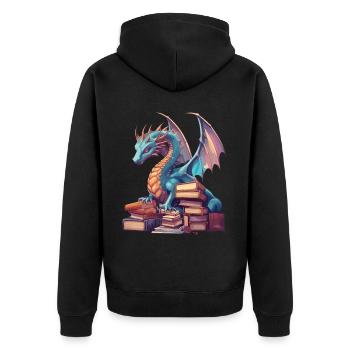Dragons et livres Nerd Dragon Lover - Veste à capuche bio Premium Unisexe - noir - Dos - Nico (187cm)