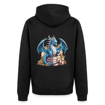 Dragons Und Bücher Nerd Dragon Liebhaber - Unisex Premium Bio Zip Hoodie - Schwarz - Hinten - Nico (187cm)