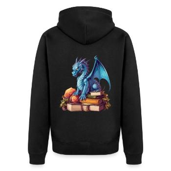 Dragons Und Bücher Nerd Dragon Liebhaber - Unisex Premium Bio Zip Hoodie - Schwarz - Hinten - Nico (187cm)