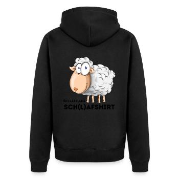 Offizielles Schlafshirt Schaf Schlafanzug Pyjama - Unisex Premium Bio Zip Hoodie - Schwarz - Hinten - Nico (187cm)