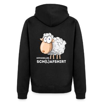 Offizielles Schlafshirt Schaf Schlafanzug Pyjama - Unisex Premium Bio Zip Hoodie - Schwarz - Hinten - Nico (187cm)