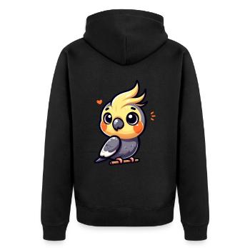 Cute Cokatiel Lover Design - Unisex Premium Organic Zip Hoodie - black - Back - Nico (187cm)