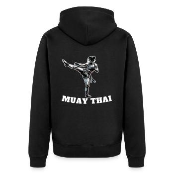 Muay Thai Woman - Unisex Premium Organic Zip Hoodie - black - Back - Nico (187cm)