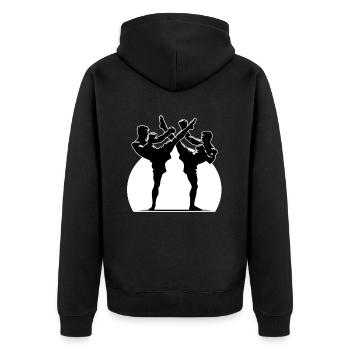 Muay Thai Fighter Design - Unisex Premium Organic Zip Hoodie - black - Back - Nico (187cm)