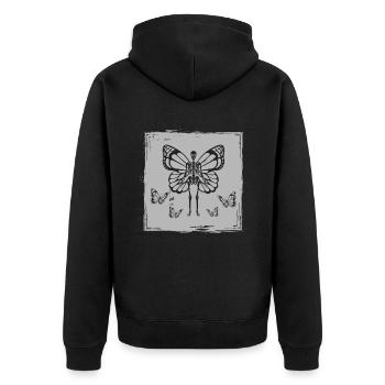 Schmetterling Skelett Fairycore Fantasy - Unisex Premium Bio Zip Hoodie - Schwarz - Hinten - Nico (187cm)