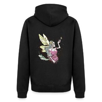Skelett Fairycore Schmetterling Fantasy - Unisex Premium Bio Zip Hoodie - Schwarz - Hinten - Nico (187cm)
