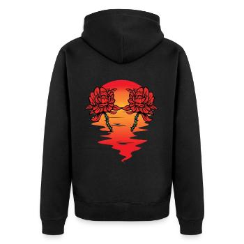 Floral Sun Valentine Valentine's Day Love Gift - Unisex Premium Organic Zip Hoodie - black - Back - Nico (187cm)