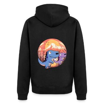 Drachen Märchenfigur Fantasy Kinder Dinos Baby - Unisex Premium Bio Zip Hoodie - Schwarz - Hinten - Nico (187cm)