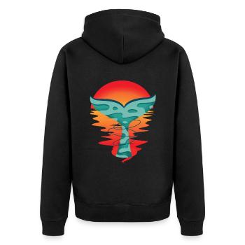 Océan coucher de soleil poisson salutation aileron de requin Ahoy - Veste à capuche bio Premium Unisexe - noir - Dos - Nico (187cm)