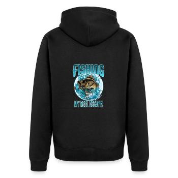 Pêche à la perche Poissons d’eau douce - Veste à capuche bio Premium Unisexe - noir - Dos - Nico (187cm)