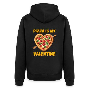 pizza is my valentine, valentines - Unisex Premium Bio Zip Hoodie - Schwarz - Hinten - Nico (187cm)