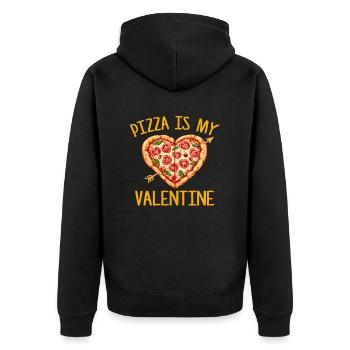 pizza is my valentine, valentines - Unisex Premium Bio Zip Hoodie - Schwarz - Hinten - Nico (187cm)