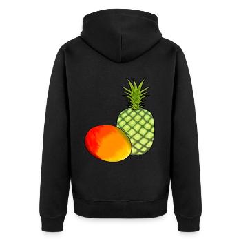 Mango Obst Früchte Ananas Vegetarisch Speise - Unisex Premium Bio Zip Hoodie - Schwarz - Hinten - Nico (187cm)