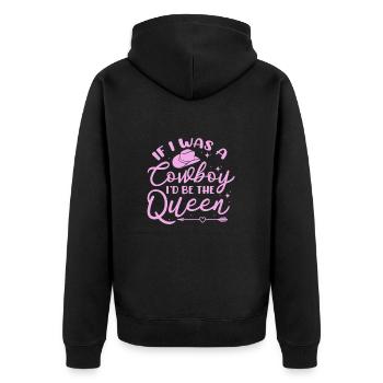Cowboy Cowboystiefel Western Geschenk - Unisex Premium Bio Zip Hoodie - Schwarz - Hinten - Nico (187cm)