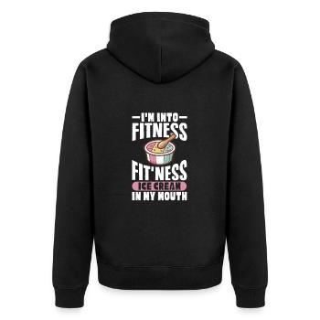 Eiscreme Eis Eiskrem Ice Cream Sommer Geschenk - Unisex Premium Bio Zip Hoodie - Schwarz - Hinten - Nico (187cm)