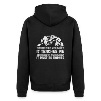 Wrestling - Unisex Premium Bio Zip Hoodie - Schwarz - Hinten - Nico (187cm)