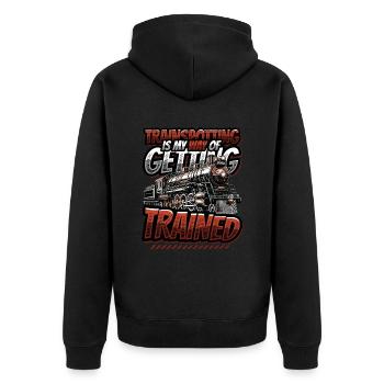 Trainspotting Train Lovers Trains - Unisex Premium Organic Zip Hoodie - black - Back - Nico (187cm)