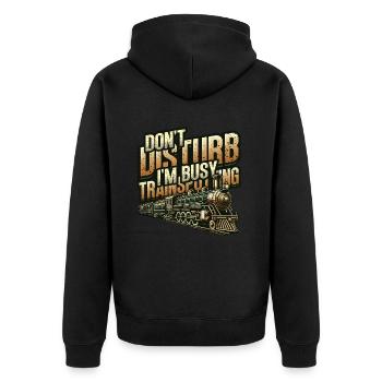 Trainspotting Train Lovers Trains - Unisex Premium Organic Zip Hoodie - black - Back - Nico (187cm)