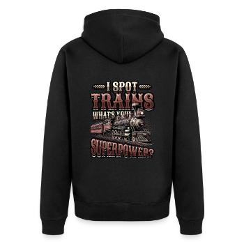 Trainspotting Train Lovers Trains - Unisex Premium Organic Zip Hoodie - black - Back - Nico (187cm)