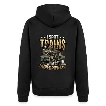 Trainspotting Train Lovers Trains - Veste à capuche bio Premium Unisexe - noir - Dos - Nico (187cm)