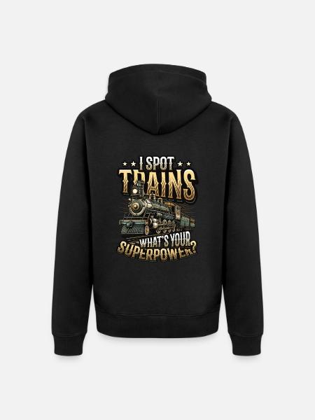 Trainspotting Train Lovers Trains - Unisex Premium Organic Zip Hoodie - black