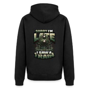 Trainspotting Train Lovers Trains - Unisex Premium Organic Zip Hoodie - black - Back - Nico (187cm)
