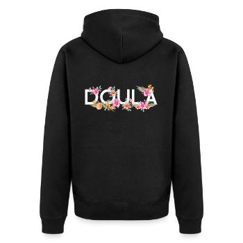 Doula Naissance Travailleur Fleur - Veste à capuche bio Premium Unisexe - noir - Dos - Nico (187cm)
