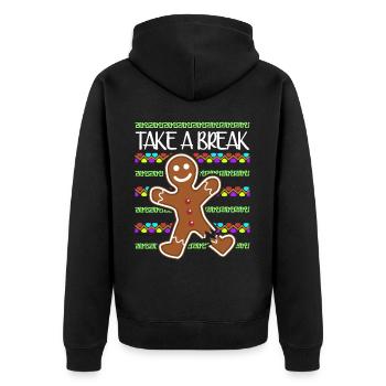Gingerbread Man Baking - Unisex Premium Bio Zip Hoodie - Schwarz - Hinten - Nico (187cm)
