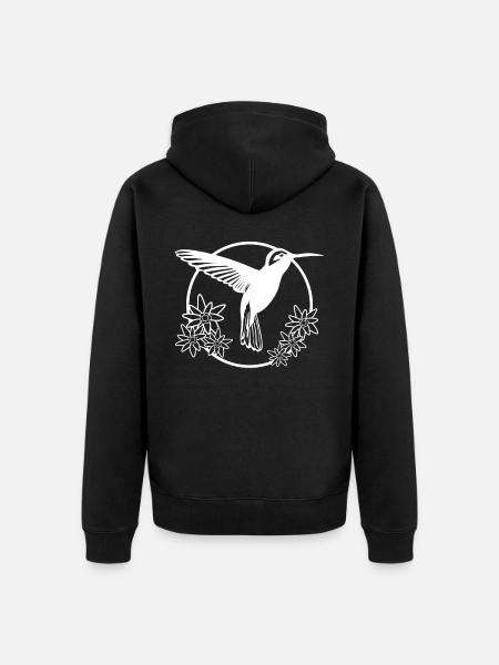 Hummingbird Flowers Hummingbirds - Unisex Premium Organic Zip Hoodie - black