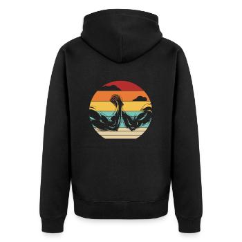 Retro Hand Wrestling Techniques Exercise Arm - Unisex Premium Organic Zip Hoodie - black - Back - Nico (187cm)