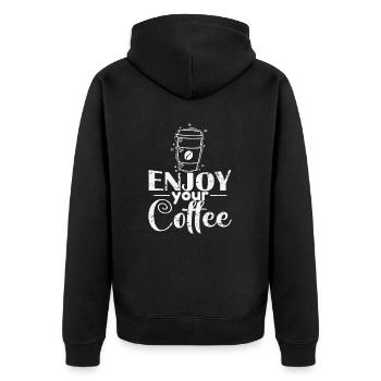 Enjoy your Coffee Caffeine - Unisex Premium Organic Zip Hoodie - black - Back - Nico (187cm)