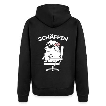 Chef Chefin Schaf Geschenk Schäfin Spruch - Unisex Premium Bio Zip Hoodie - Schwarz - Hinten - Nico (187cm)