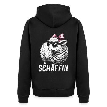 Chef Chefin Schaf Geschenk Schäfin Spruch - Unisex Premium Bio Zip Hoodie - Schwarz - Hinten - Nico (187cm)