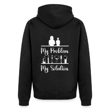 Maquilleuse Mon problème Mon pictogramme Maman Papa - Veste à capuche bio Premium Unisexe - noir - Dos - Nico (187cm)