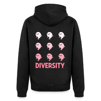 Lustiger Blobfisch Meerestier - Unisex Premium Bio Zip Hoodie - Schwarz - Hinten - Nico (187cm)