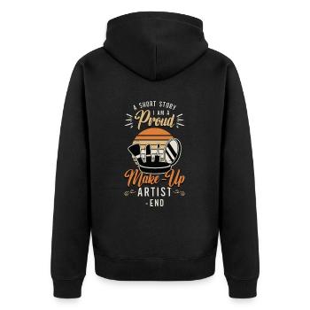 Maquilleuse Une petite histoire Je suis cosmétologue - Veste à capuche bio Premium Unisexe - noir - Dos - Nico (187cm)