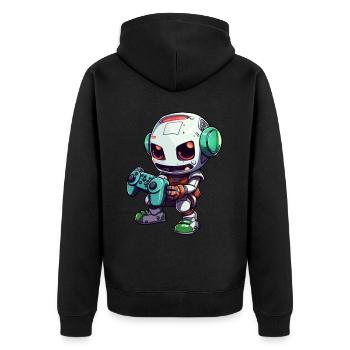 Joueur de robot mignon Robot de jeu drôle - Veste à capuche bio Premium Unisexe - noir - Dos - Nico (187cm)