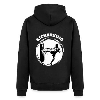 Combattant de kickboxing - Veste à capuche bio Premium Unisexe - noir - Dos - Nico (187cm)