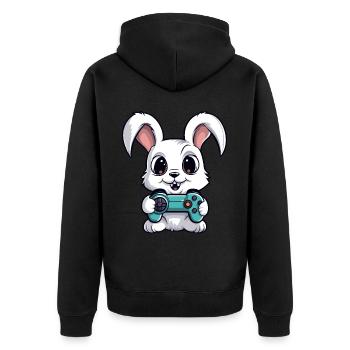 Mignon Lapin Joueur Drôle Lapin De Jeu - Veste à capuche bio Premium Unisexe - noir - Dos - Nico (187cm)