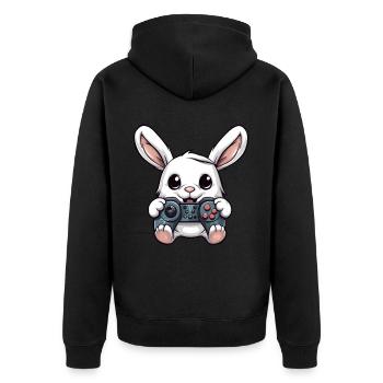 Mignon Lapin Joueur Drôle Lapin De Jeu - Veste à capuche bio Premium Unisexe - noir - Dos - Nico (187cm)