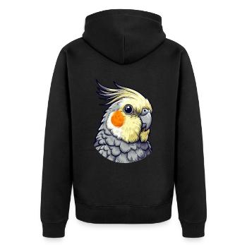 Cute Cokatiel Lover Design - Unisex Premium Organic Zip Hoodie - black - Back - Nico (187cm)
