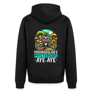 Aye Aye Face Aye-aye Nocturnal Lemur Animal - Unisex Premium Organic Zip Hoodie - black - Back - Nico (187cm)