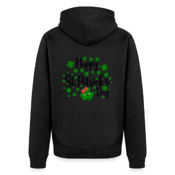 St Patrick's Day Accessories Ireland Shamrock Decoration - Unisex Premium Organic Zip Hoodie - black - Back - Nico (187cm)