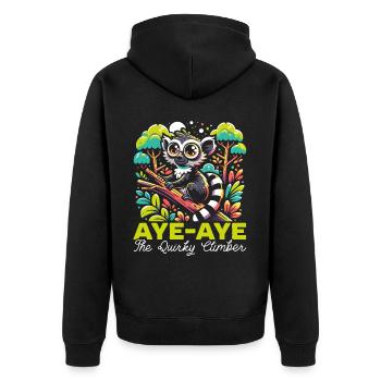 Aye Aye Gesicht Aye-aye Nachtaktives Lemurentier - Unisex Premium Bio Zip Hoodie - Schwarz - Hinten - Nico (187cm)