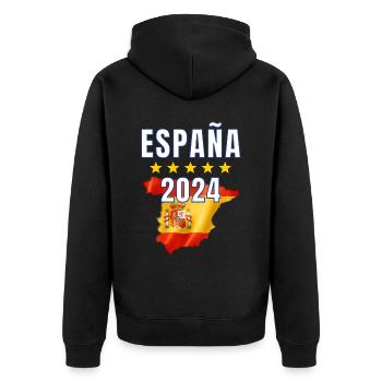 Spanien 2024 Trikot - Spanische Fahne Spanien - Unisex Premium Bio Zip Hoodie - Schwarz - Hinten - Nico (187cm)